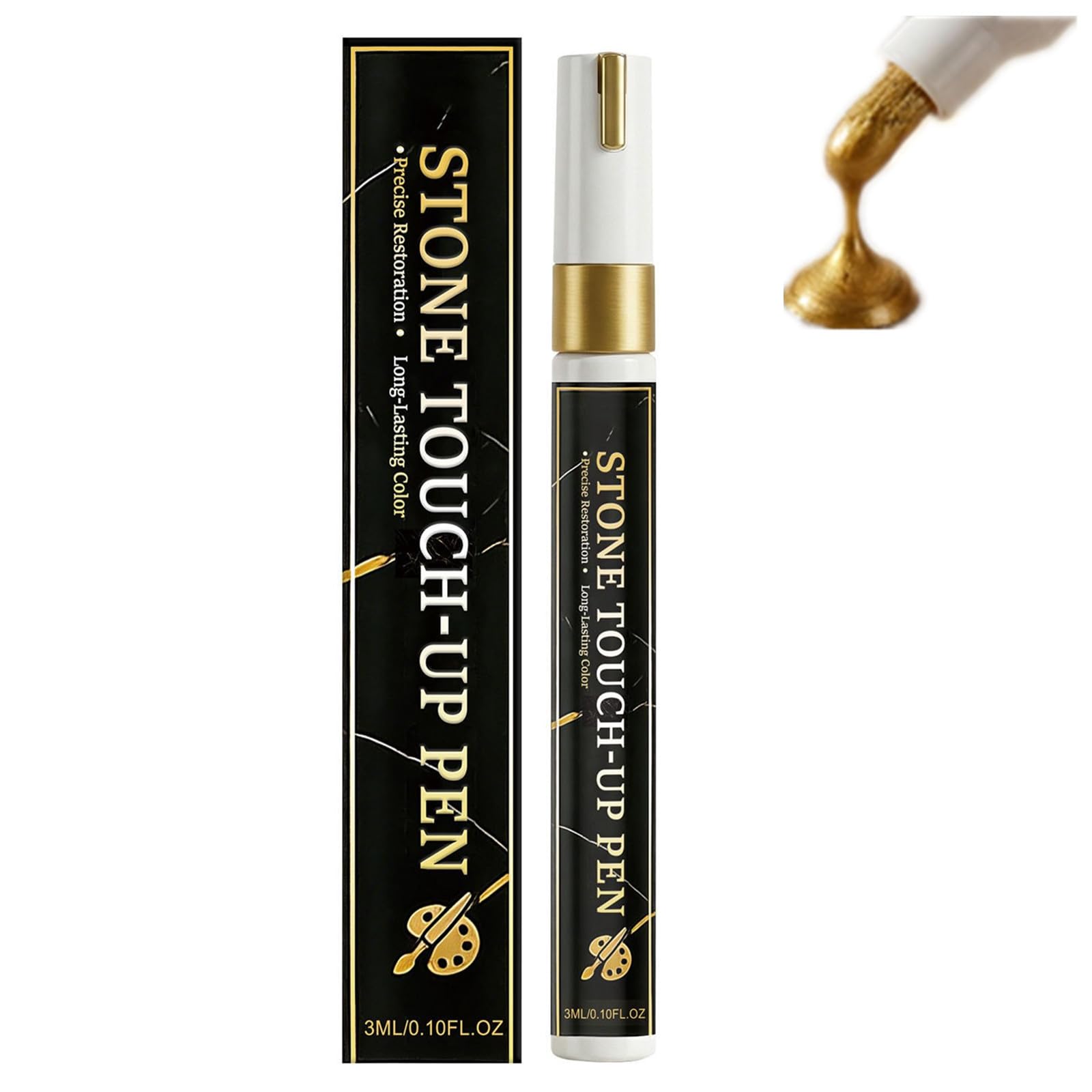 Golden Tombstone Marker Pen for Restoring Faded Grave Inscriptions, Oil Based Waterproof Stone Touch-up Pen, Strong Coverage, for Headstones Lettering＆ Memorial Inscriptions (1PC)