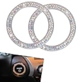 winterrock 2PCS Double Rhinestone Car Engine Start Stop Decoration Ring, Bling Crystal Auto Push to Start Button Cover Sticker, Key Ignition Knob Ring, Interior Accessories for Women (AB)