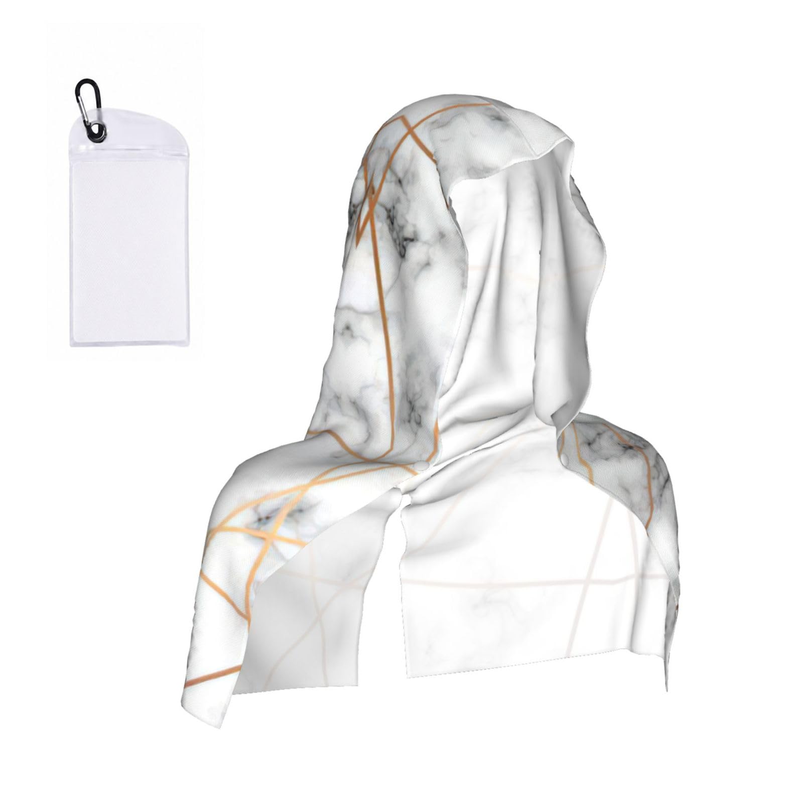 DUWAA Marbling Texture Print Reusable Hoodie Cooling Neck Wrap, Hot Weather Outdoor Sports Workout Head Towel For Stay Chill