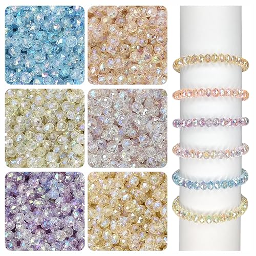 Image of 960 Pcs Multi Faceted Rainbow Crystal Beads for Jewellery Making Kit - Beads for Bracelet Making Kit - Beads for Craft - Acrylic - Multicolour - 180g, 8mm