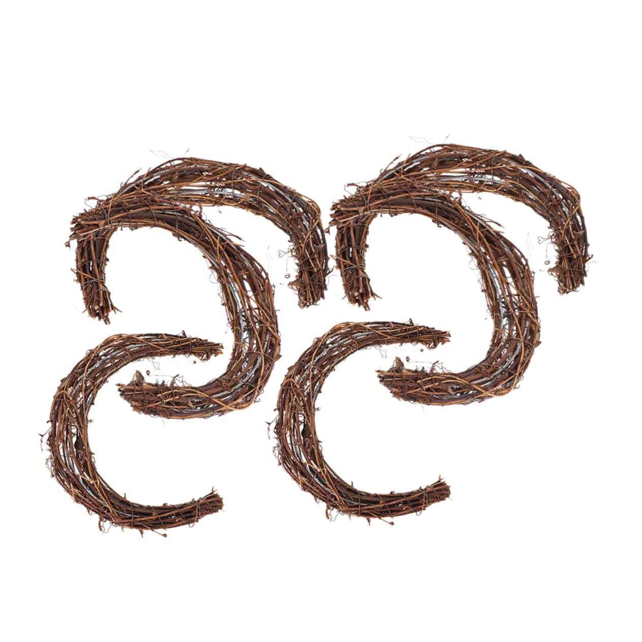 Couronne de Lune 6 Pièces en Rotin et Fer pour Décoration Intérieure | Kit DIY pour Guirlandes, Usage Festif, Style Rustique, Accessoires Inclus Fleurs, Pommes de Pin, Ruban