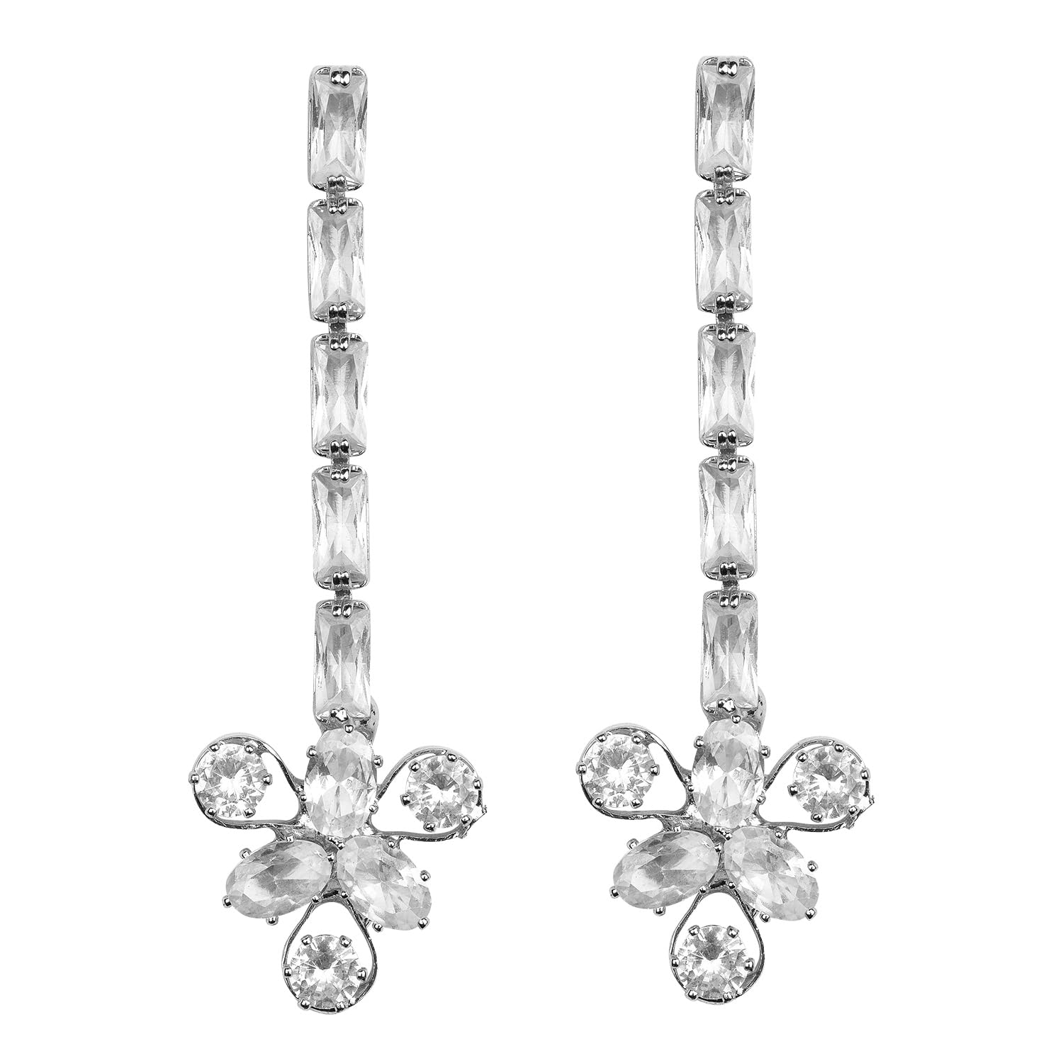 XPNSV Luxury Timeless Cubic Zircona Earrings | Anti Tarnish, Light Weight, Diwali Special Jewellery for Women, Girls and Her (Silver) (B0D8J8X4ZW) Amazon Price History, Amazon Price Tracker