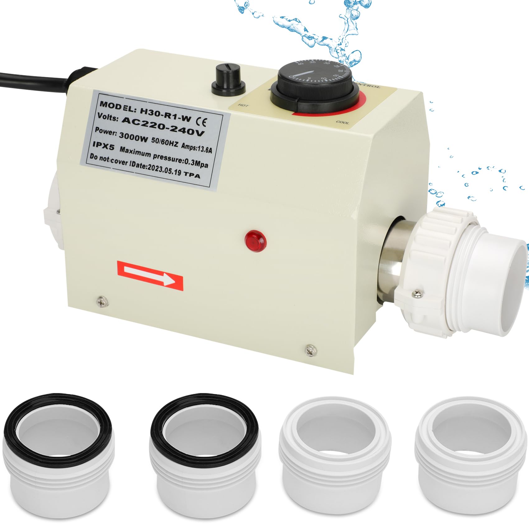 Amazon.com : Swimming Pool Electric Hot Tub Heater 3KW 220 240V for  Inground Pool Above Ground ，Upgrade Spa Electric Water Pool Heater  Thermostat for Bathtub,Swimming Pool，Self-Heating Electric Pool Heaters 3kw  : Patio,