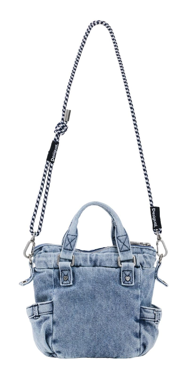 Desigual borsetta borsa a tracolla Jackdenim Globe Hand Bag Denim Raw blu