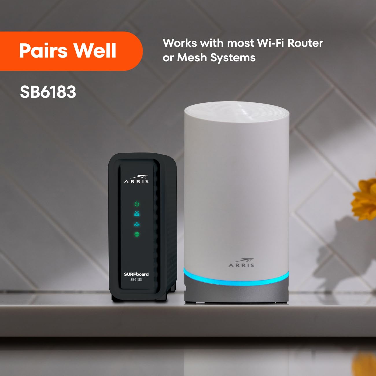 ARRIS SB6183 Modem câble – Modem câble DOCSIS 3.0 16 x 4 Gigabit Rapide, pour Comcast Xfinity, Cox, Spectrum et Plus, Port 1 Gbit/s, Vitesse Internet maximale de 400 Mbit/s