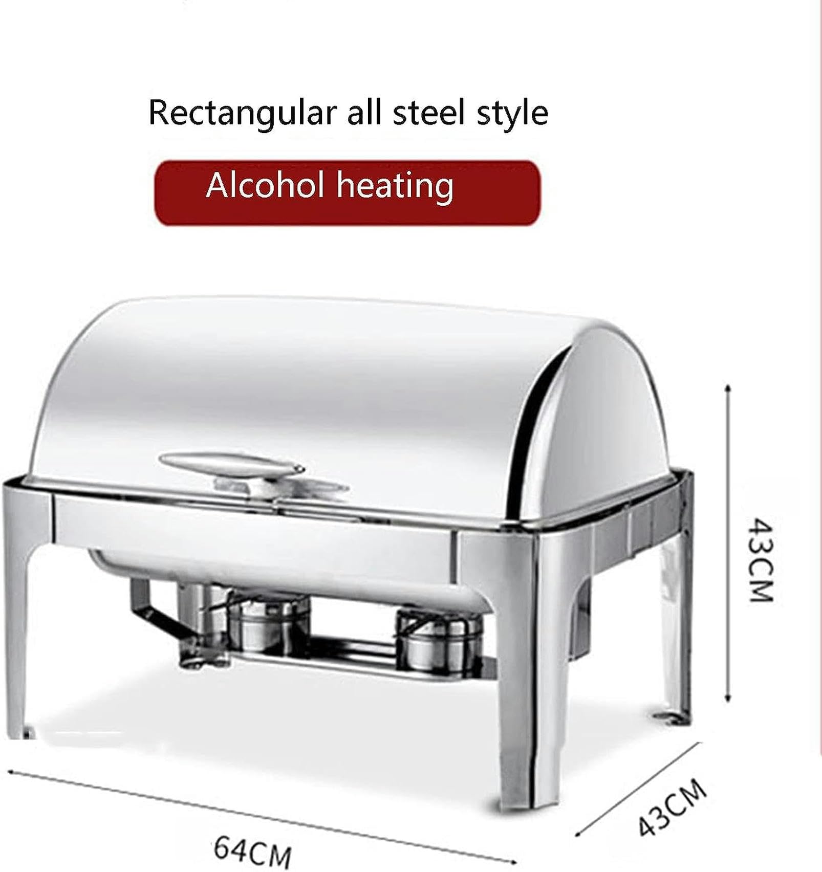 Plaque chauffante de buffet en acier inoxydable – 9 L avec couvercle visuel pour fêtes et événements, solution de chauffage idéale pour la restauration, durable et facile à nettoyer