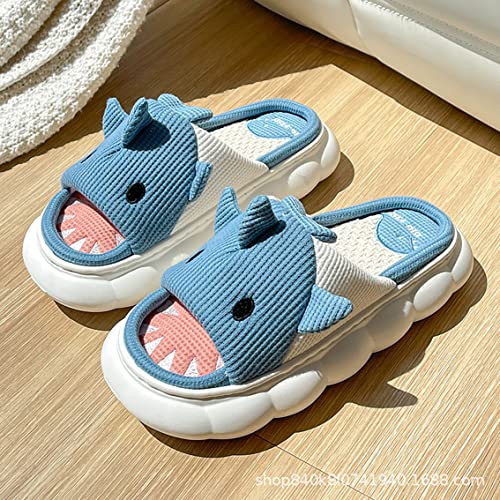 Men's Women's Linen Thick-Soled Cow Slippers, Linen Shark Slippers, Rabbit Linen Slippers, Linen Whale Thick-Soled Slippers Cloud Slide Hug Pillow Sandals4