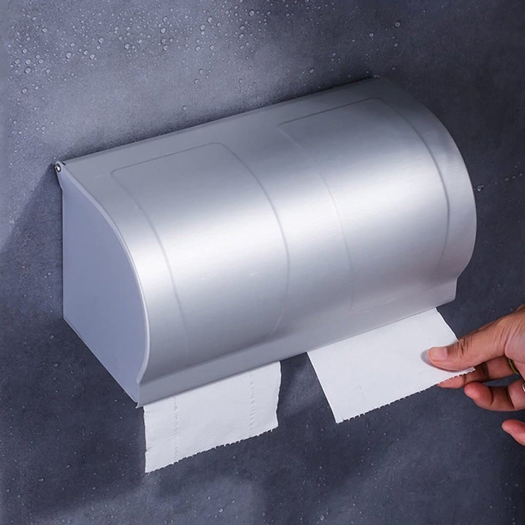 XYNSNDB Uchwyt na papier toaletowy - podwójny uchwyt na papier toaletowy do montażu na ścianie Pudełko na papier w rolce, aluminiowy uchwyt na ręcznik papierowy Space