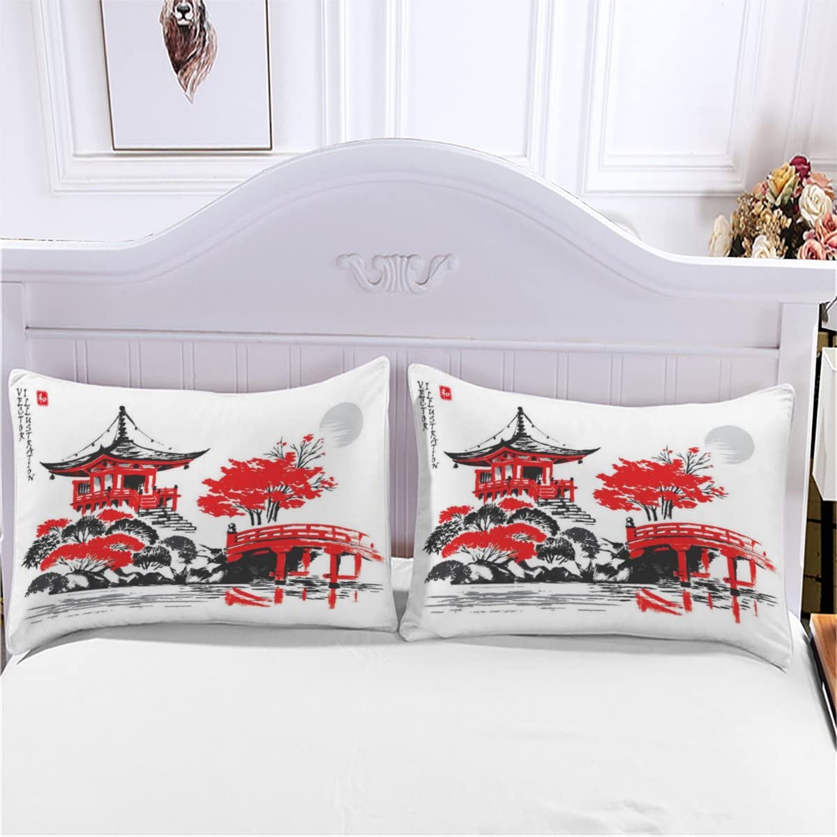 Tokyo - Ropa de cama japonesa de 135 x 200 cm, diseño 3D, acuarela, funda nórdica con cremallera, verano, suave microfibra, ropa de cama con 2 fundas de almohada de 80 x 80 cm, para niños y niñas