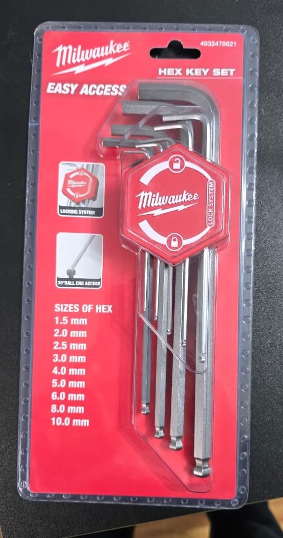Milwaukee Set di chiavi a brugola, 1,5 mm, 10 mm, 9 pezzi