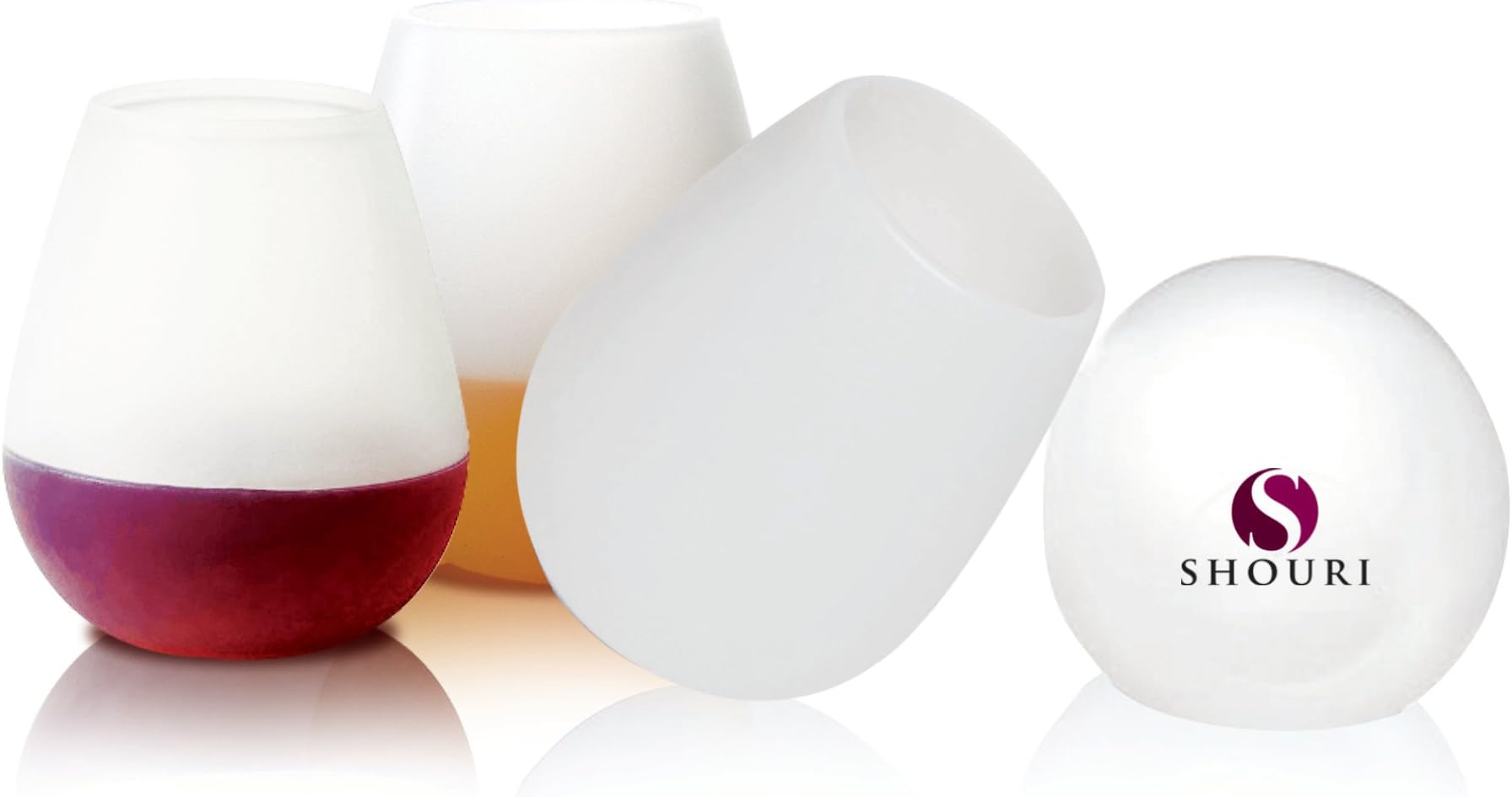 Shouri Silicone Stemless Wine Glasses 4 Set 12 Oz | Unbreakable & Shatterproof Rubber Drinking Cups For Red & White Wine, Cocktails & Beverages | For Camping, Outdoors, Traveling, Bachelors & More