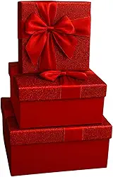 Caixa De Presente Com Tampa Embalagem Pequena Média Grande 3 Unidades Resistente Com Glitter e Tamanhos Diferentes