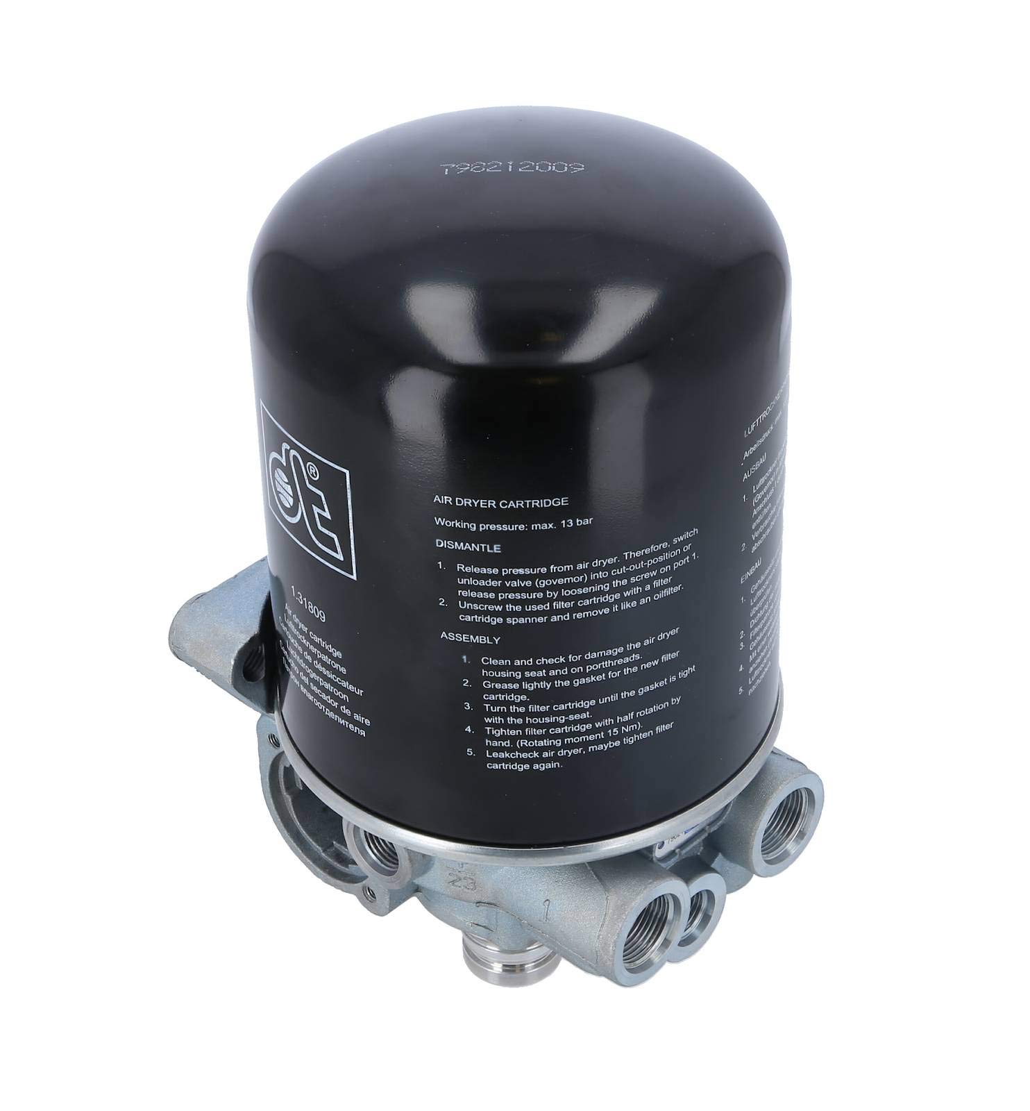 DT Spare Parts Lufttrockner ohne Heizung 4.62000 M16 x 1,5, M22 x 1,5, max. 13 bar für LKW, Bus