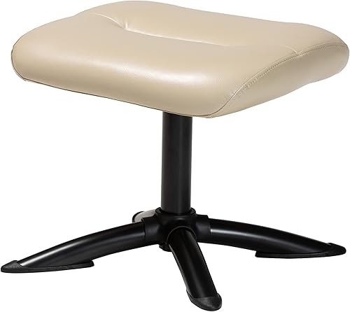 Miniatura 7 de Baxton Studio Elwood - Juego de 2 sillas y reposapiés de piel sintética color beige