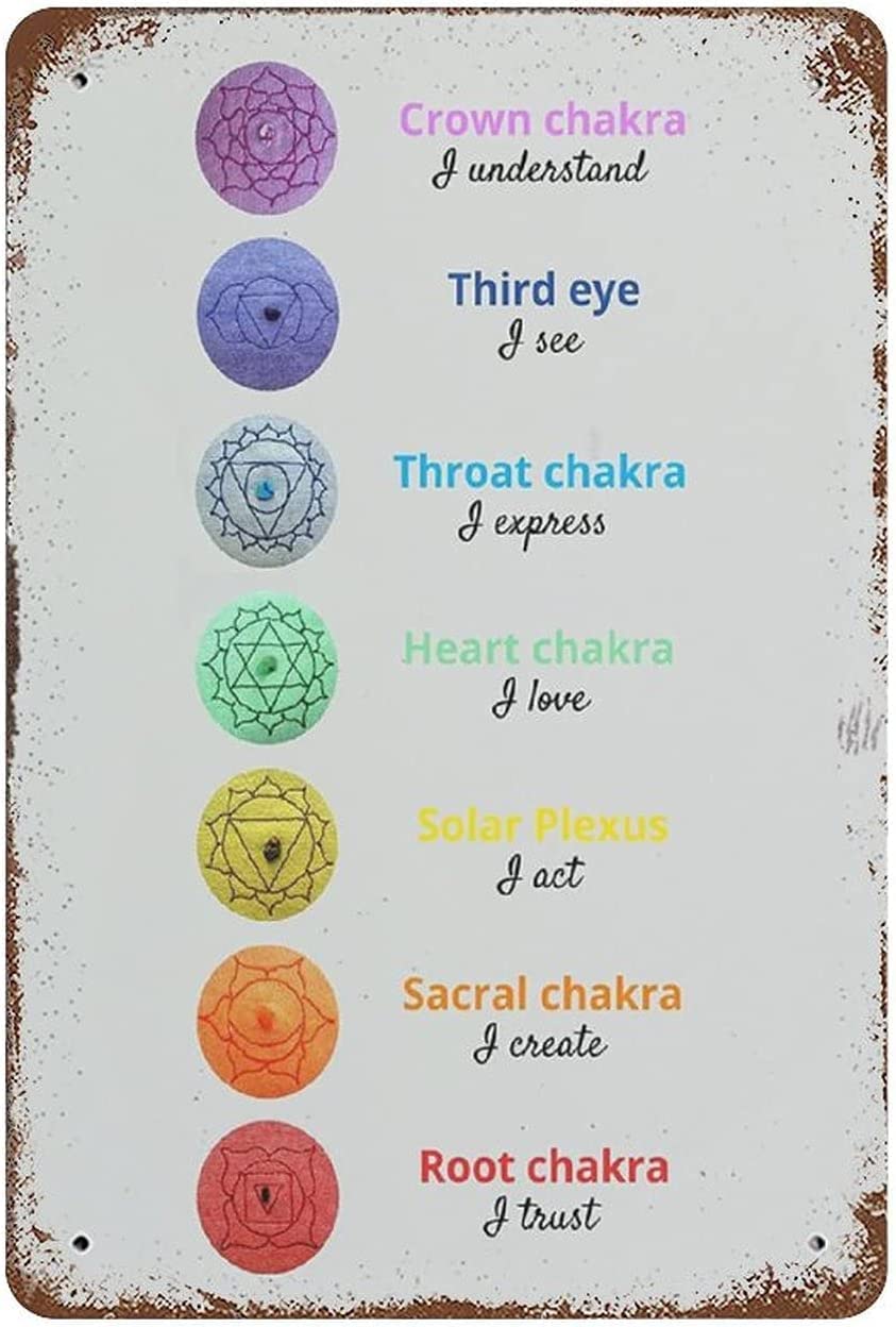Fupaxn Colour-2022 Reiki Principles With Chakra Yoga Retro Metal Tin Sign Poster Plaque For Garage Bar Courtyard Club Farm Bathroom Wall Decor 8X12inch