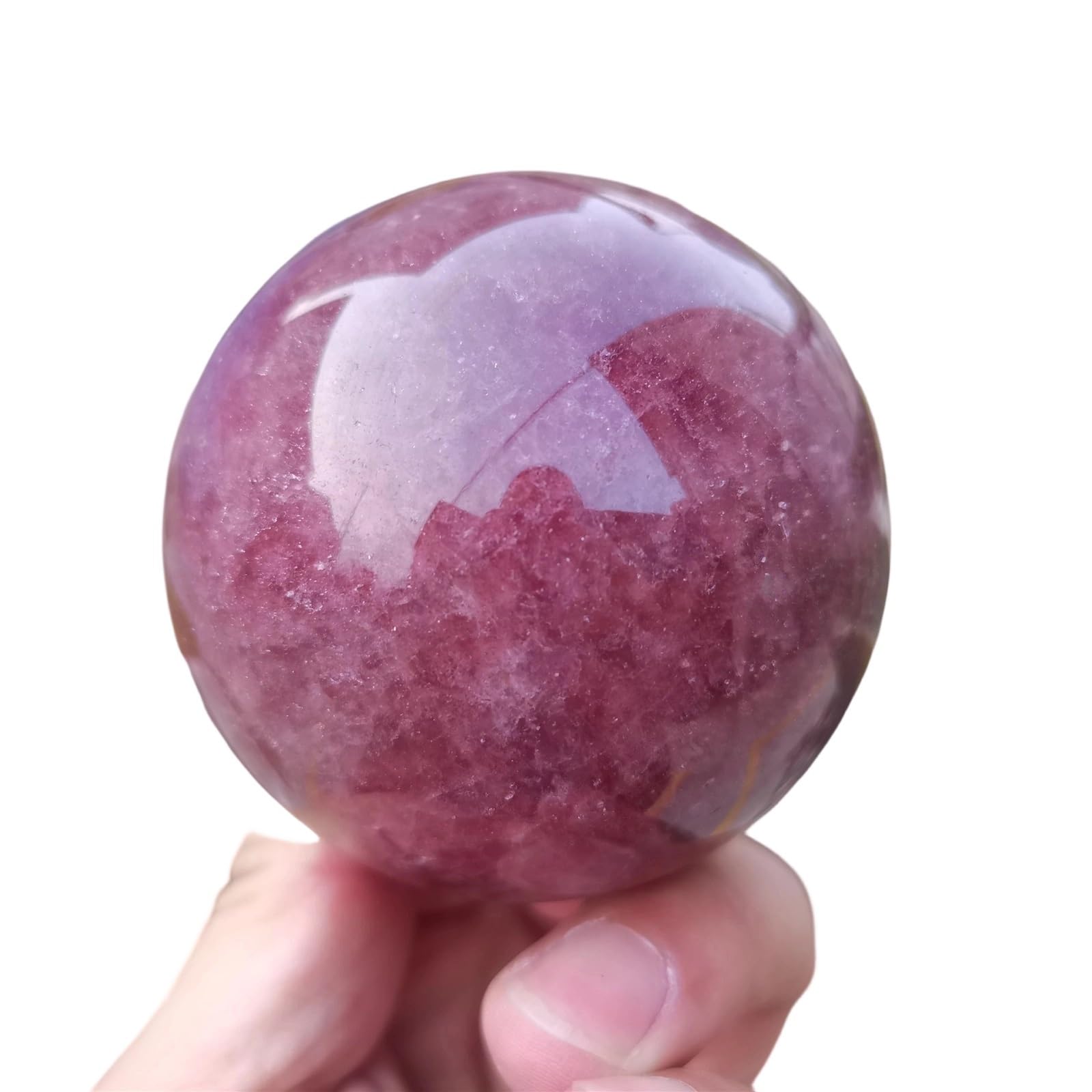 XZCASD Beautiful Natural Strawberry Quartz Crystal Ball for Home and Office Decoration Natural Stone Polished Sphere(65-70mm)