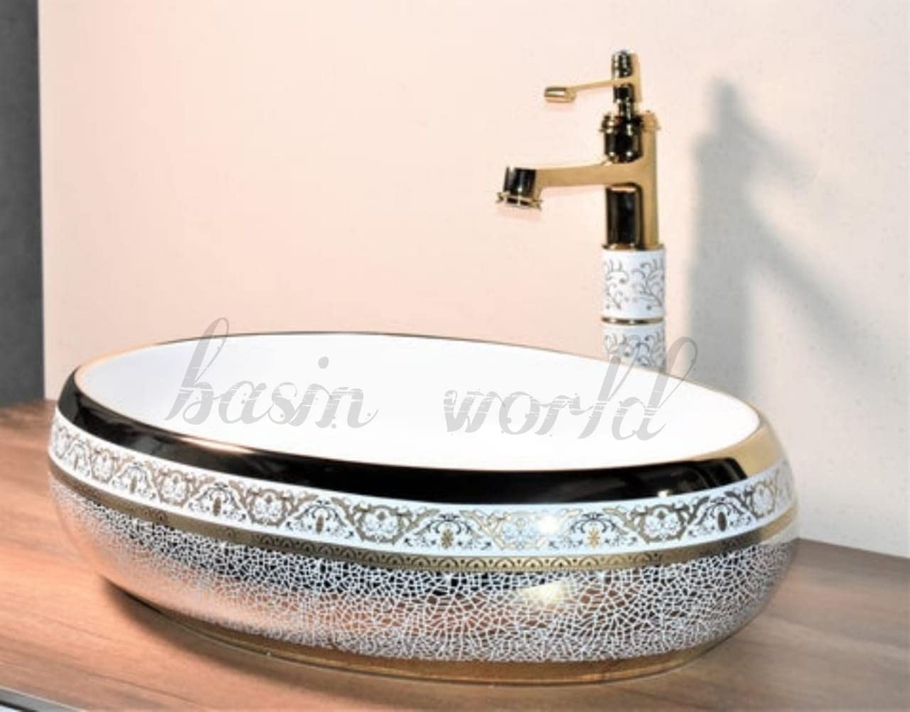 BASIN WORLD Latest Ceramic Wash Basin Countertop Tabletop Bathroom Sink Wash Basin (24 x 16 x 6 INCH) EQ-242