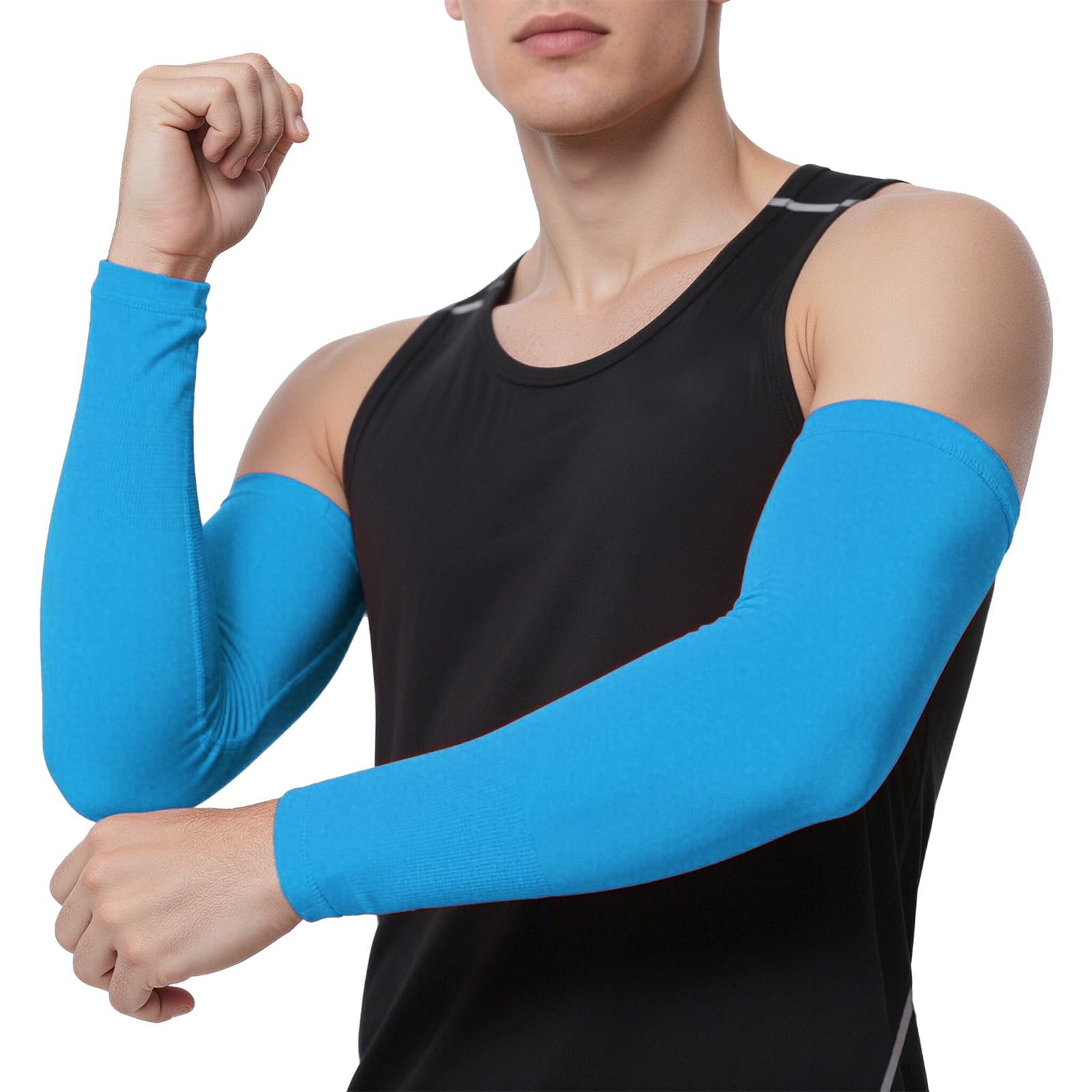 TOPTIE 1 Pair Arm Sleeves for Men Women, Arm Compression Sleeve for Football, Basketball & Volleyball-1 Pair Blue