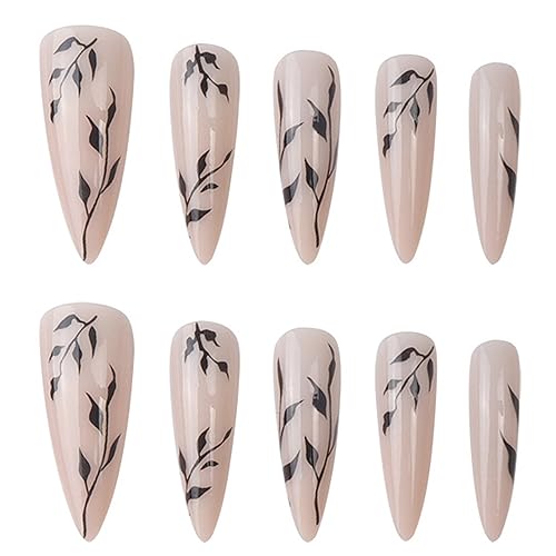 Miniatura 2 de STGDAK Uñas postizas a presión de aguja brillantes de hoja de arce para bailarina, cubierta completa, puntas de uñas postizas largas, arte de uñas