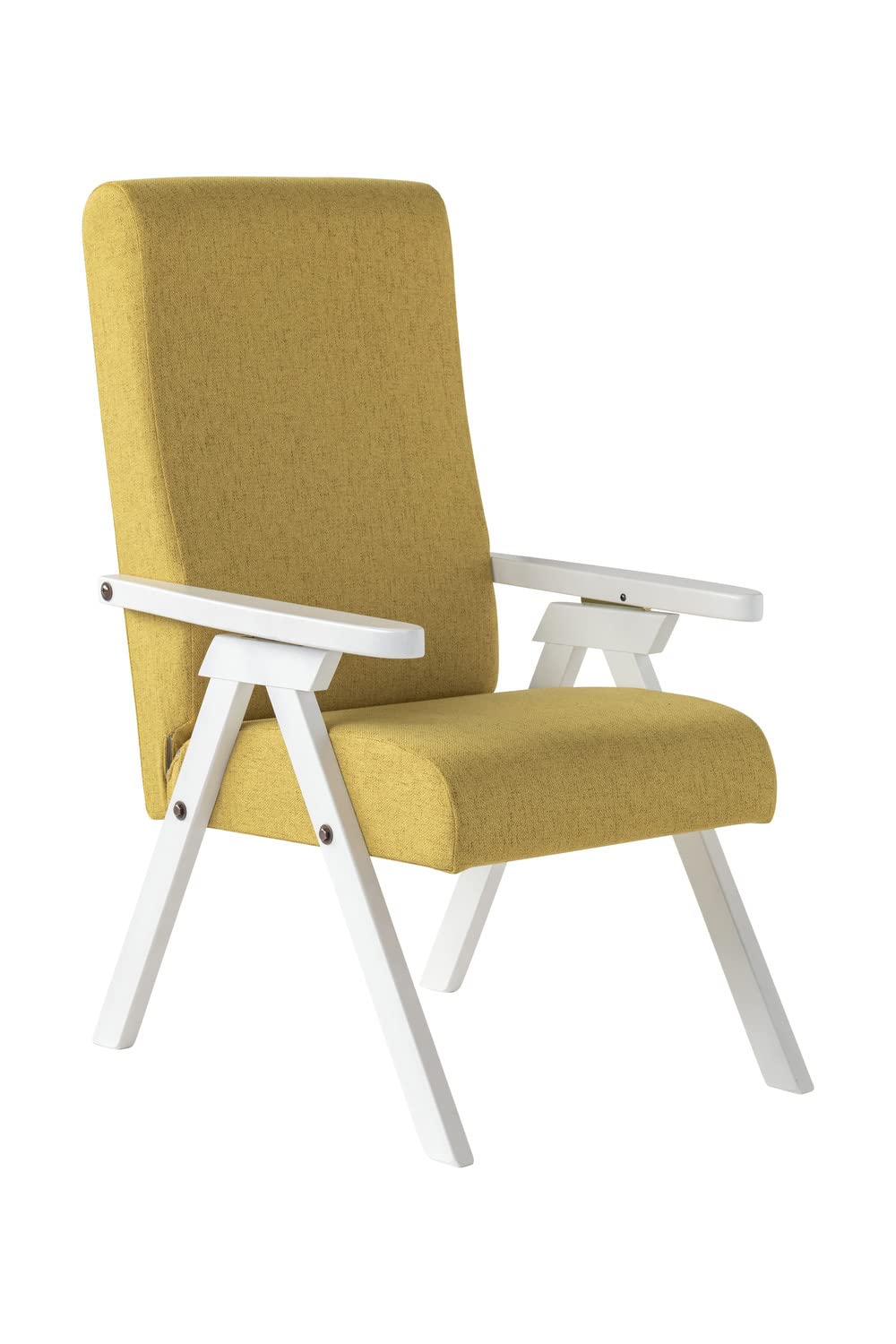 ESSEGI Fauteuil en Bois FIAMMETTA SRL Relax inclinable Laqué Blanc Tissu Jaune Moutarde Déhoussable