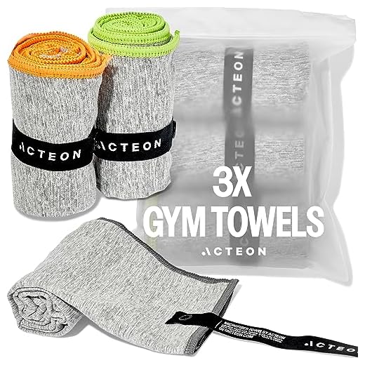 Acteon New Microfiber Quick Dry Gym Towel, Silver ION Odor-Free Mega Absorbent Fiber, Fast Drying, Men & Women Small Workout Gear for Body Sweat, Beach, Working Out, Camping, Travel Towel