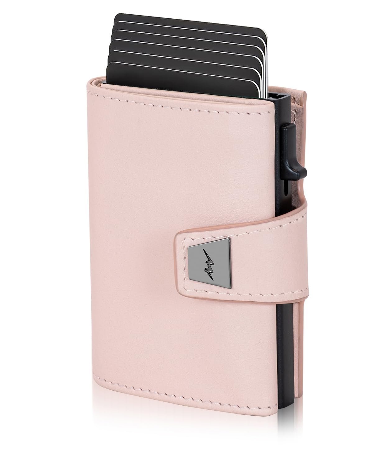 Marc Peter® Geldbörse Herren Leder, Portmonee Herren mit Münzfach & RFID Schutz, Slim Pop-up Kartenetui, Geldbeutel Herrens für 9-11 Karten ID-Fenster Geldscheinfach Smart Wallet for Men Rosa