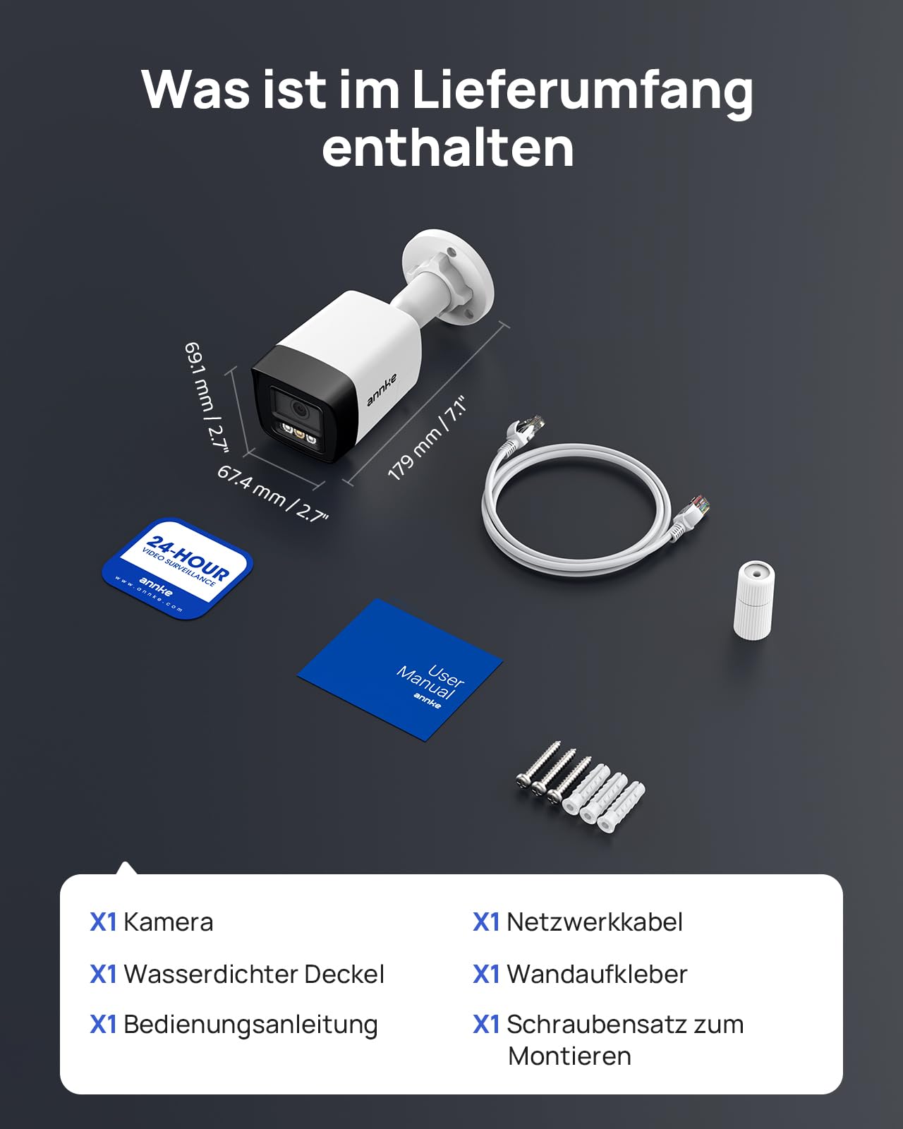 ANNKE PoE IP Kamera 3K HD Überwachungskamera Bullet, Zwei-Wege-Audio | AI Personen- und Fahrzeugerkennung, 30M Nachtsicht, IP67 Wasserdicht für Innen- und Außenbereich
