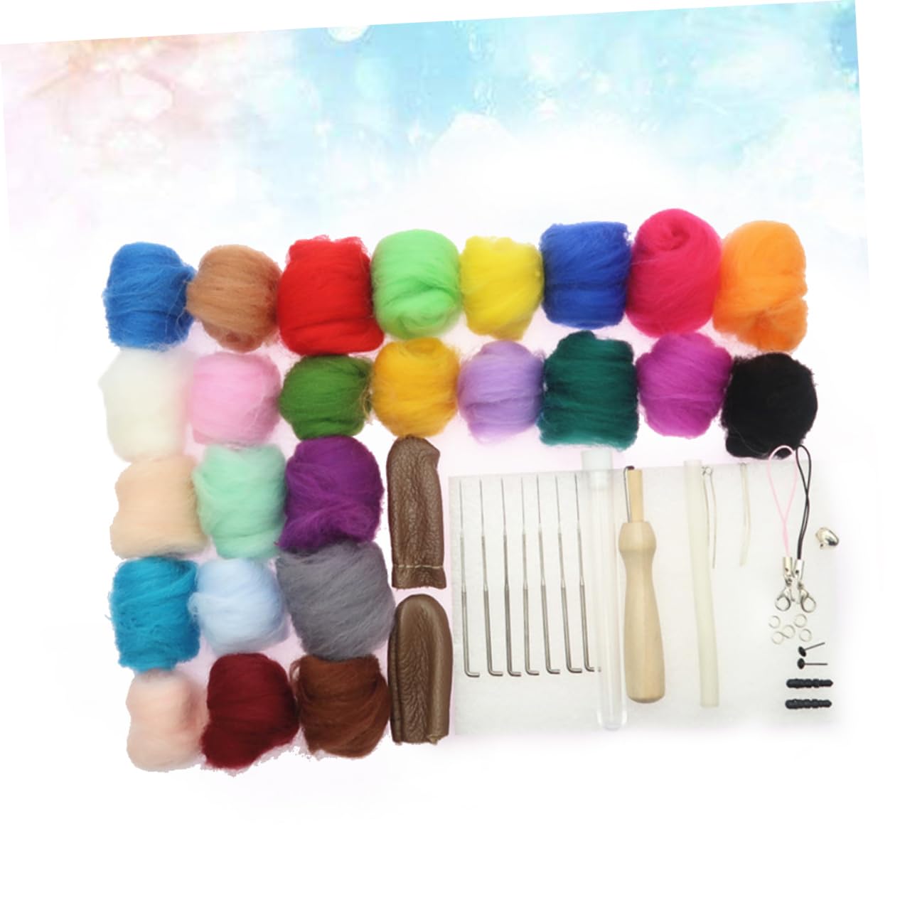 jojofuny 2 Juegos Kit de Fieltro de Aguja de Colores de Lana con Herramientas Lana para Manualidades para Principiantes y Proyectos de Afieltrado
