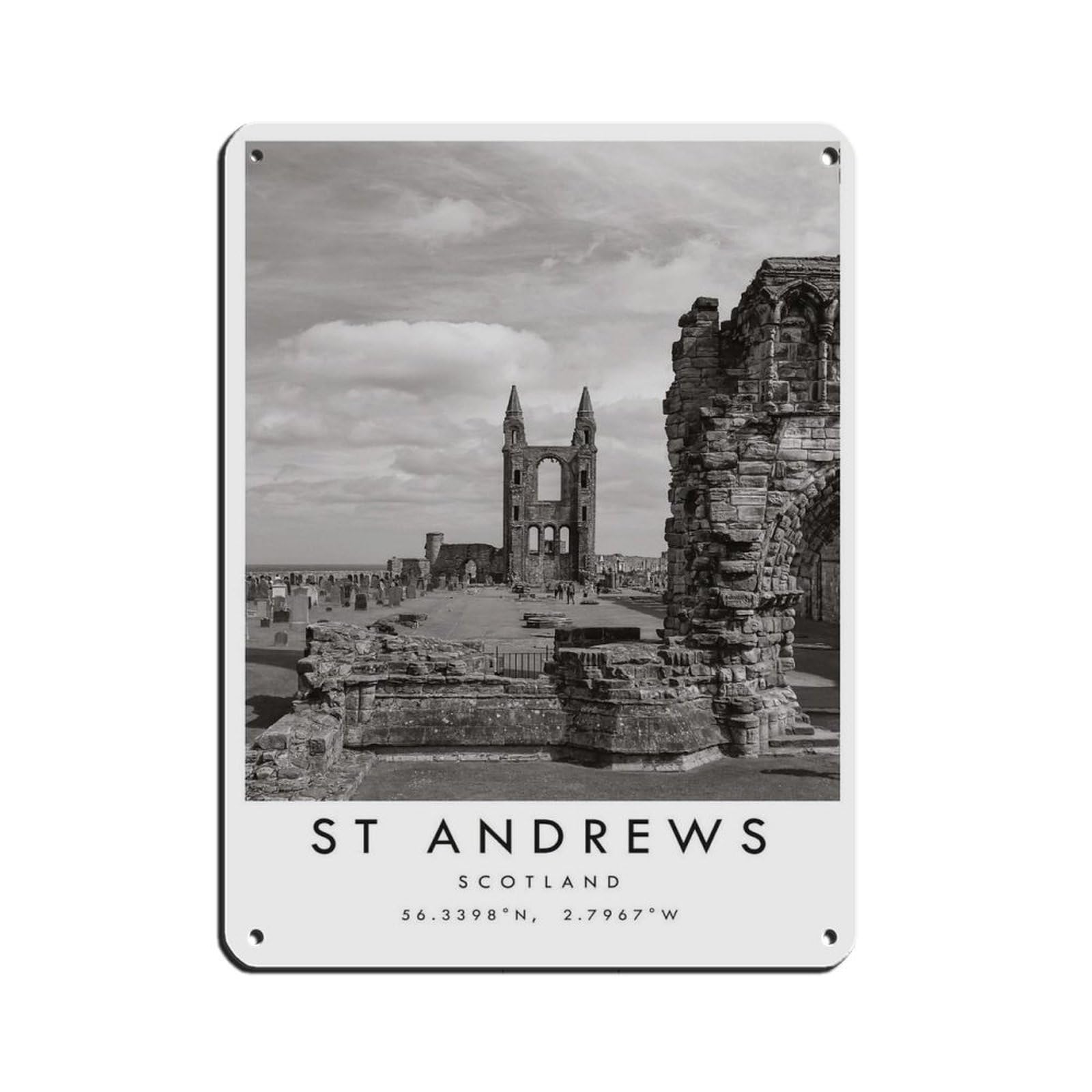 St Andrews Travel, St Andrews Poster (2) Retro Poster Metal Tin Sign Chic Art Retro Iron Painting Bar People Cave Cafe Family Garage Poster Wall Decoration 12x16inch(30x40cm)