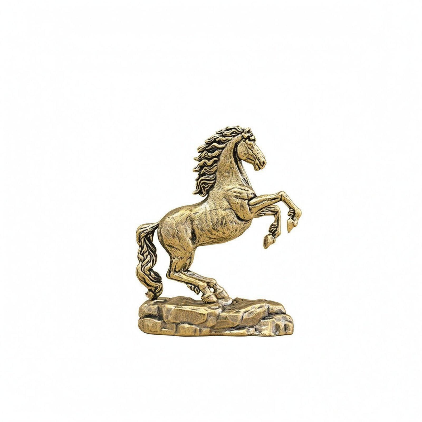 Oshhni 3 Piezas Estatua de Caballo de Latón Escultura Figura Adorno Retro en Latón con Silueta y Oscurecidos Adecuado para Mesa, 4 Piezas