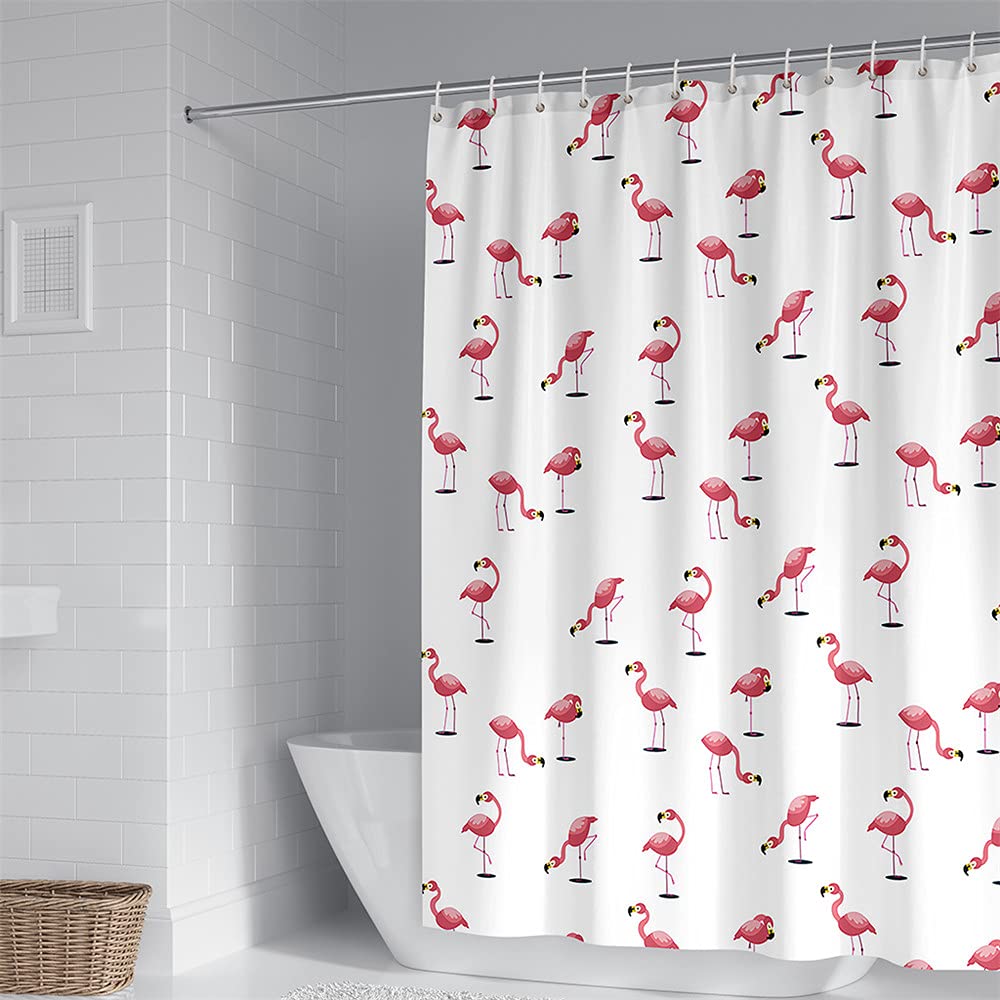 Tenda da doccia impermeabile,fenicottero 3D stampa poliestere antimuffa resistente ad asciugatura rapida tenda da bagno con ganci per bagno doccia decorazioni per la casa(fenicottero,150x180