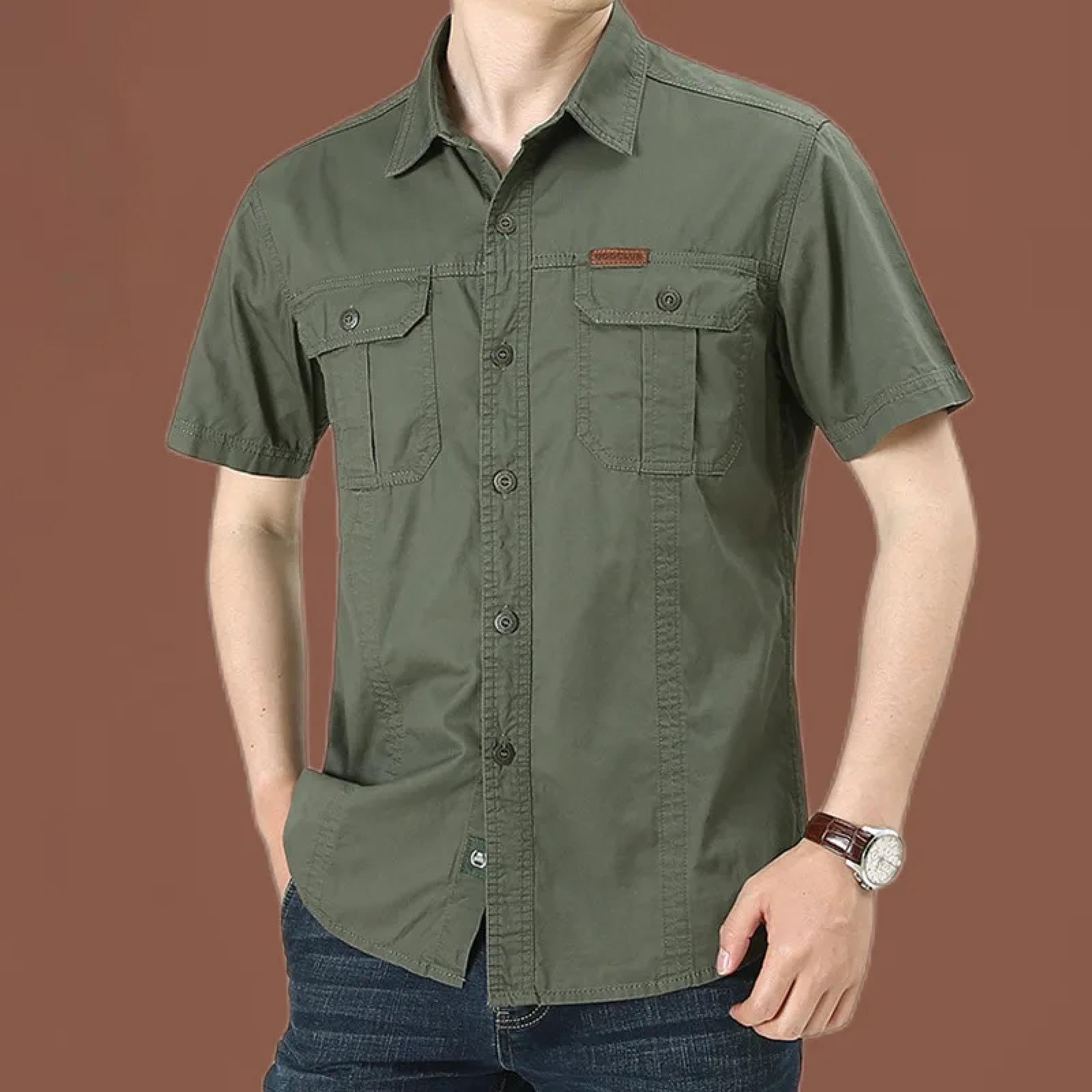 Camiseta De Manga Corta T-Shirt Denim Camisas De Manga Corta para Hombre Camisas Informales De Algodón Senderismo Al Aire Libre Ropa De Pesca