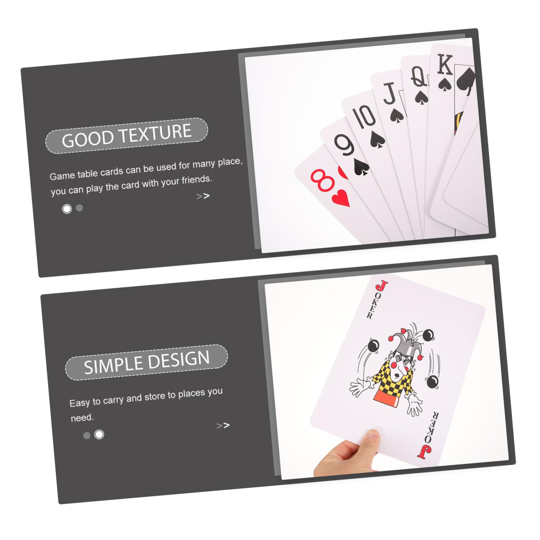 Carte da Gioco Giganti per Festa e Viaggio, Set da 1 in Carta Facili da Trasportare e Conservare, Perfette per Giochi da Tavolo e Divertimento