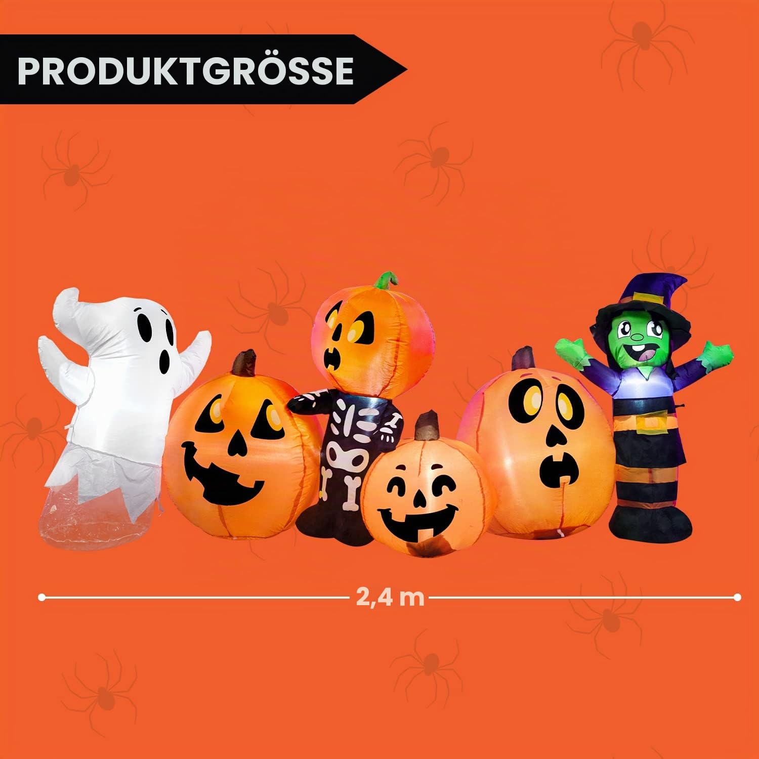 Joiedomi DREI Aufblasbare Halloween-Figuren und Kürbisbeet Aufblasbare aufblasbare Gegenstände mit eingebauten LEDs für Halloween-Partys im Innen- und Außenbereich, Hof, Rasen, Gartendekorationen