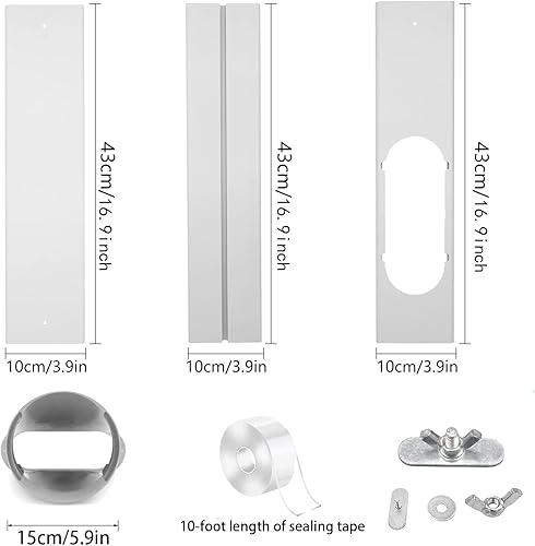 Miniatura 2 de Kit portátil de ventana de CA, kit de ventana de aire acondicionado con acoplador y sello de ventana ajustable adecuado para manguera de 5.9