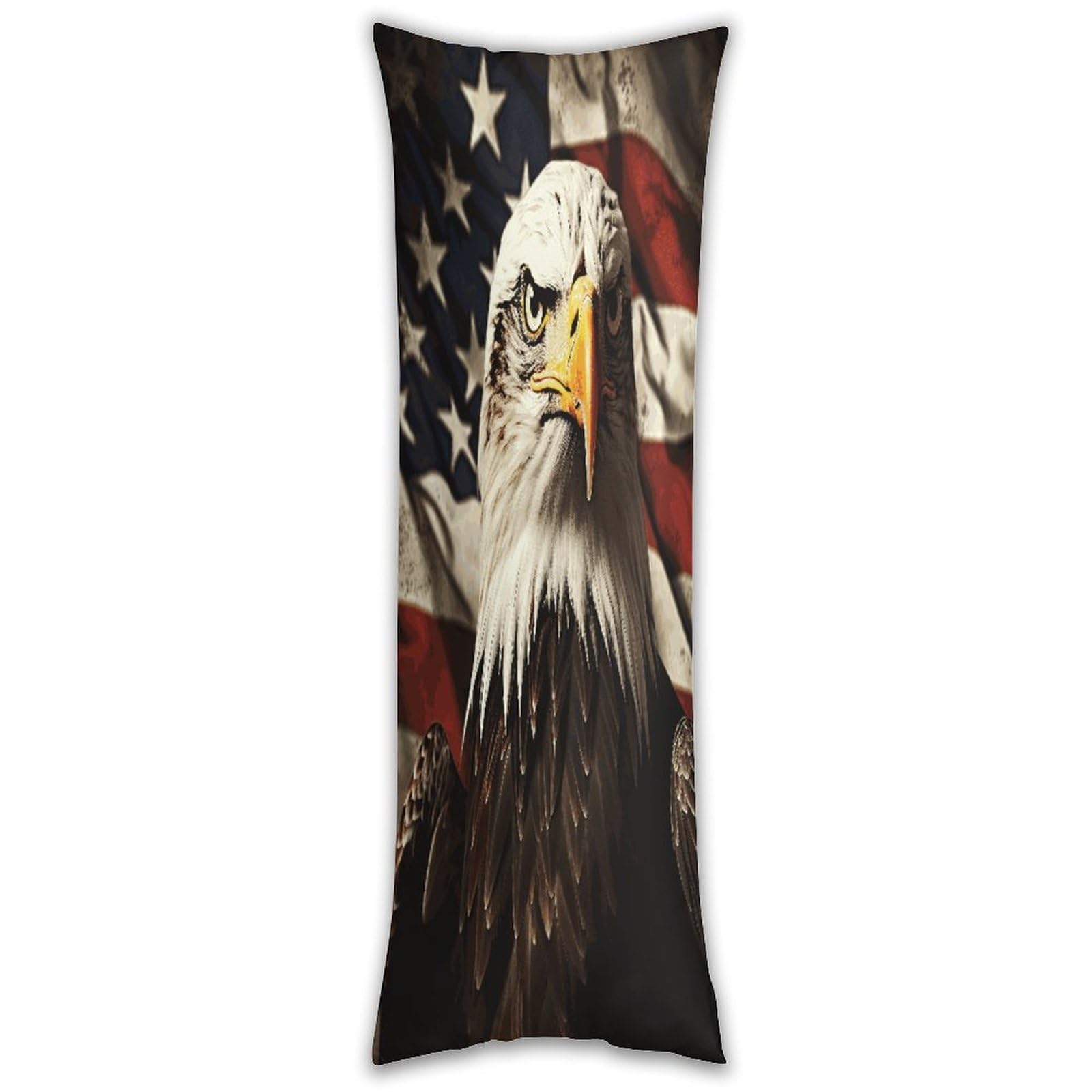 Bald Eagle Flag Veterans Pillow Cases Breathable Vertical Long Pillowcase Body Pillowcase with Hidden Zipper Closure Soft and Cozy Pillow Cover 20x54 Inches for Bedroom Couch