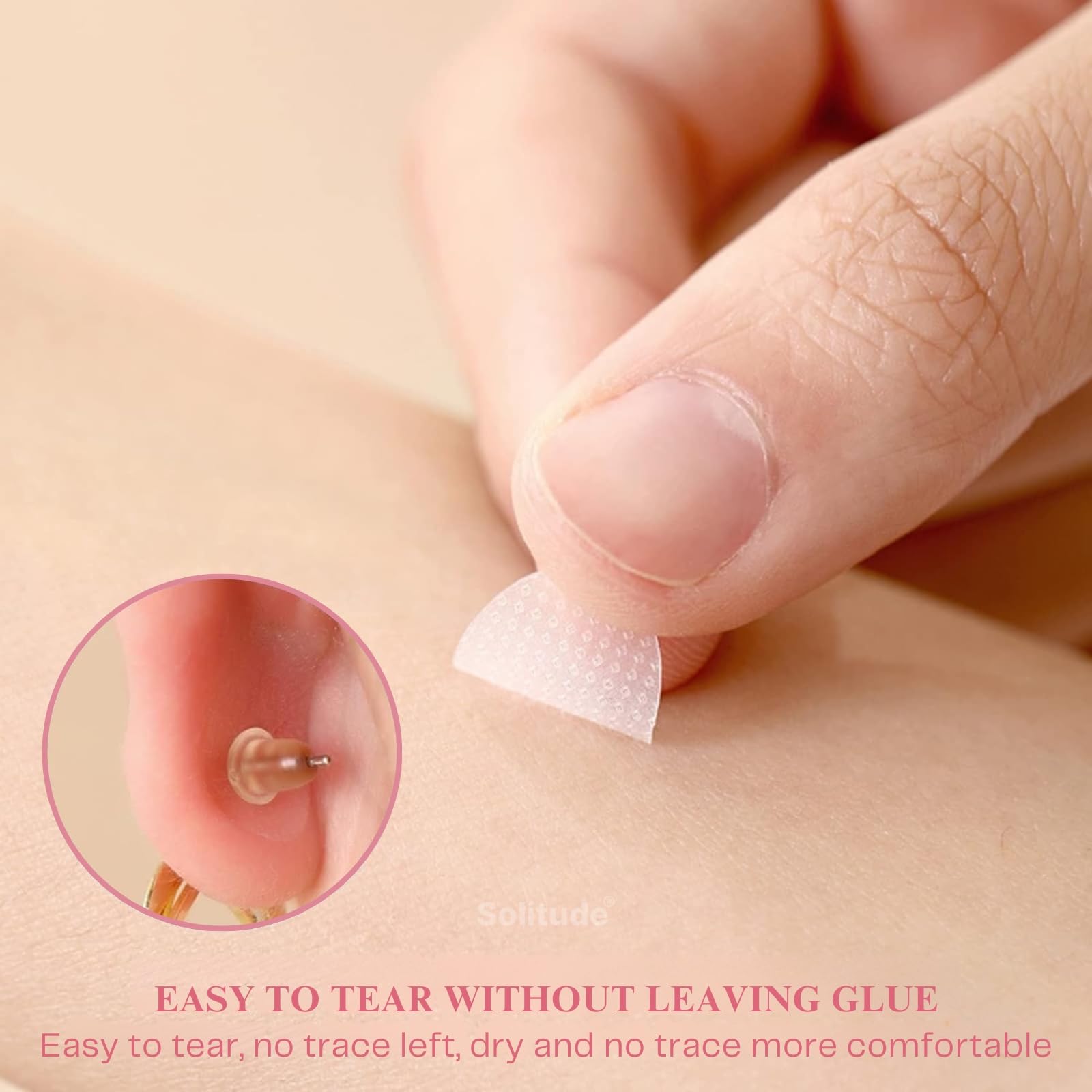 Solitude 80 Patches Invisible Ear Lobe Support Patches for Earrings & big Jhumkas Earlobe Tapes & Stickers Transparent Earring Supporter for Girls & Women Heavy Earrings - Image 8 thumbnail