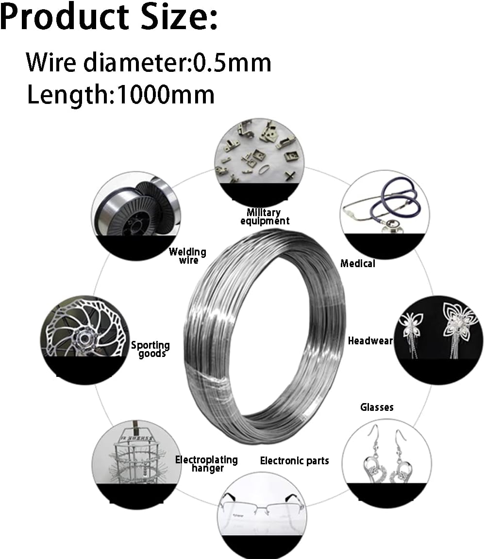 Metal foil,Titanium Wire TA2 High Purity Titanium-Alloy Wire Titanium Line Have Good Ductility and Toughness Diameter 0.2mm-0.8mm,(TA2) 0.3mm*1m (Size : (TA2) 0.5mm*1m)