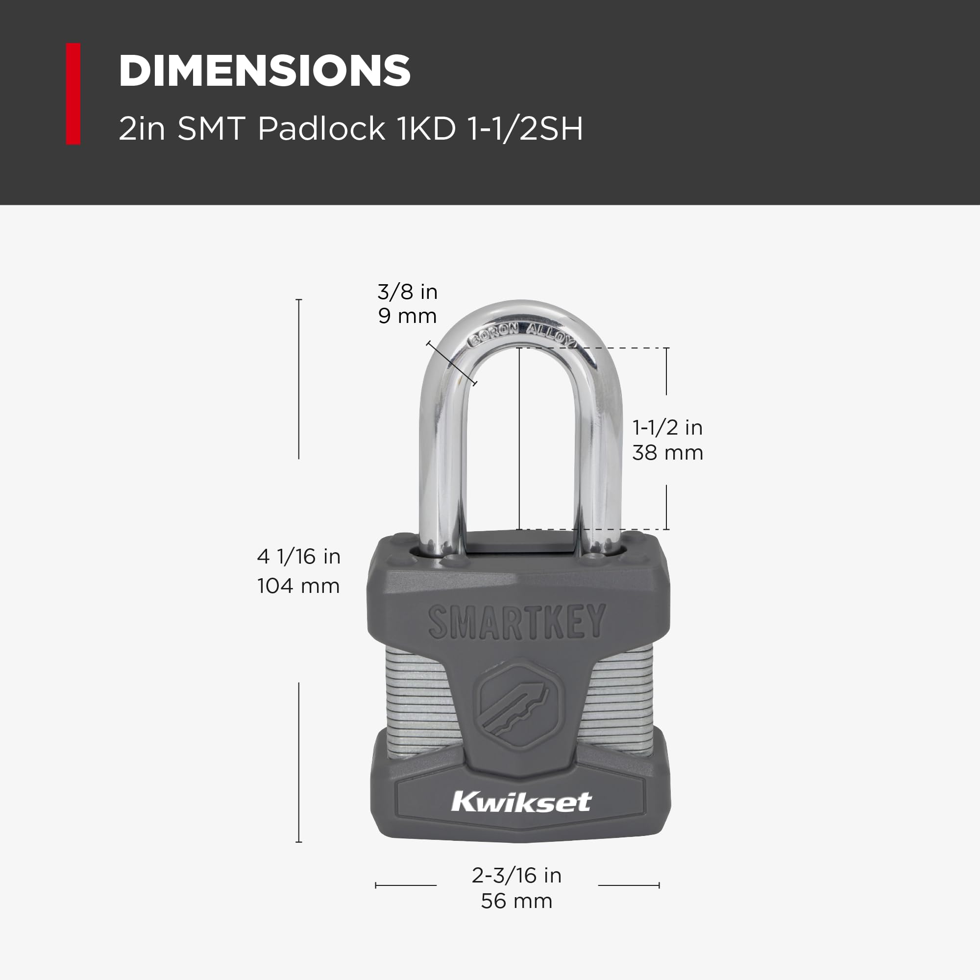 Kwikset SmartKey Re-Keyable Laminated Steel Padlock, 4-Pack