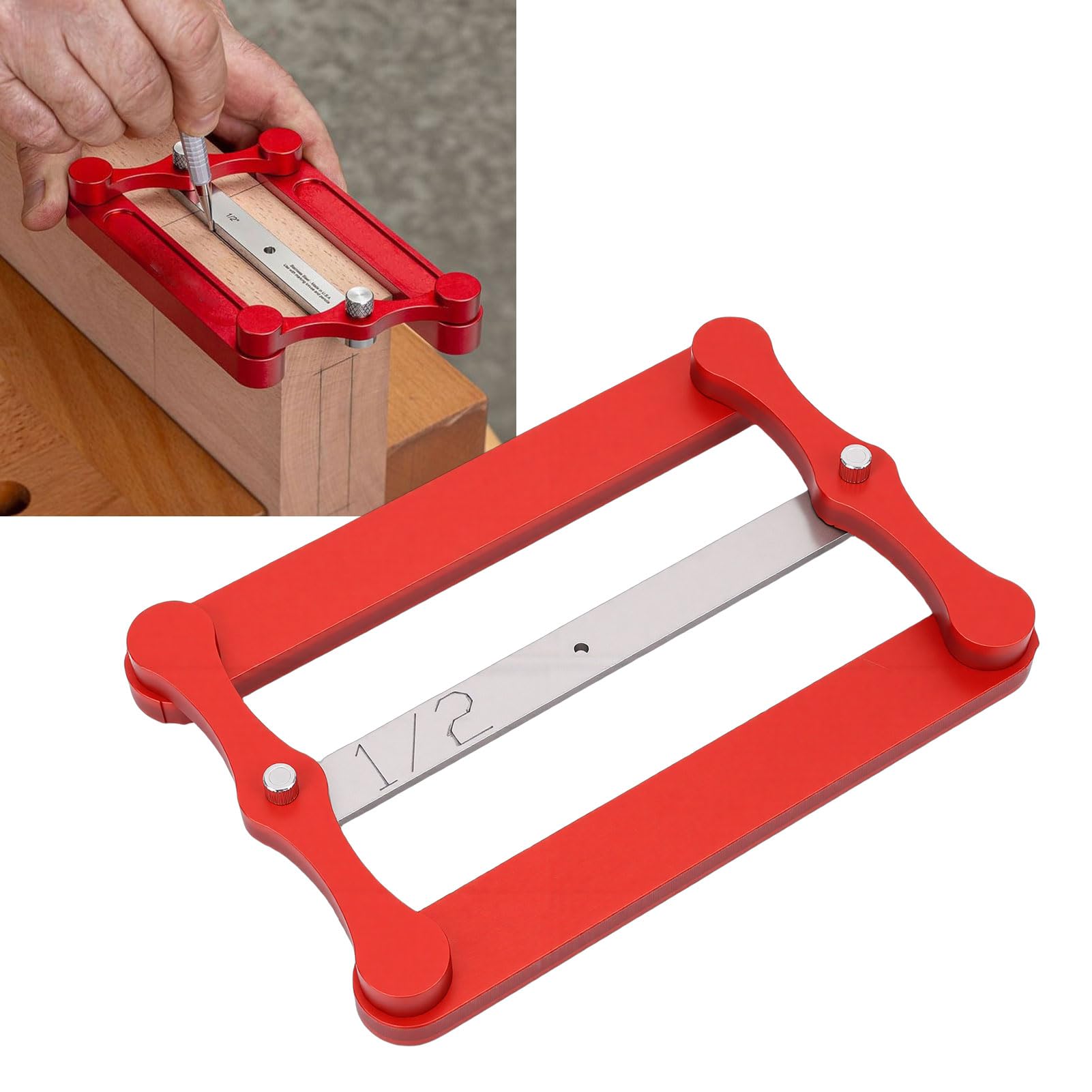 Fafeicy Center Finder Gauge mit Zölligen Metrischen Stangen Holzbearbeitungslochsuchwerkzeug für die Präzise Positionierung auf Brettern, Zapfen und Streifen