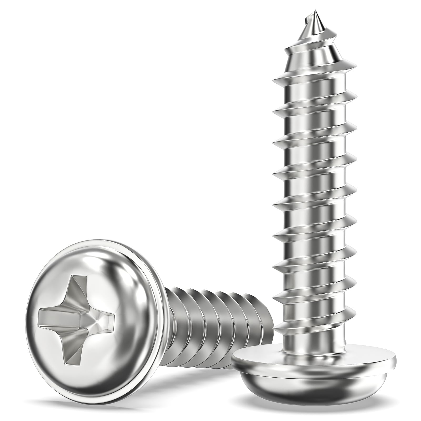 Valorada 50Pcs M5 x 16mm Screws for Wood, Modified Truss Head Self Tapping Screws, Phillips Drive, 304 Stainless Steel