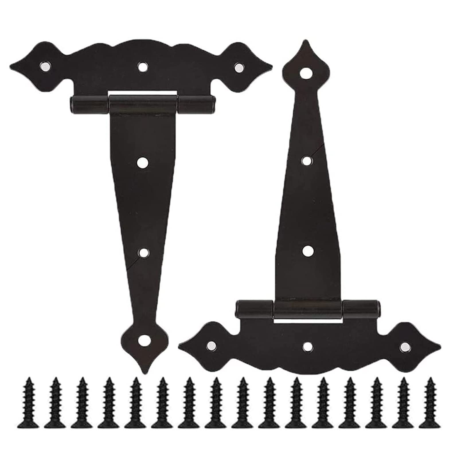 2Pcs Heavy Duty Gate Hinges ，8inch Strap Hinges Shed Door Hinges Barn Door Hinges for Wooden Fences Decorative Hinges