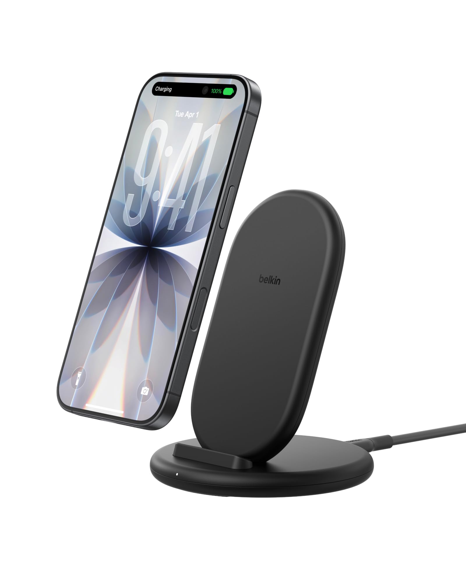 Belkin BoostCharge Caricatore Wireless, Supporto Ricarica Compatibile con Custodie per Telefono, Ricarica Wireless per iPhone, Samsung Galaxy, Google Pixel, Cavo Inclusi, Nero