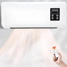 Aquecedor e Ventilador Portátil de Parede 1800W com Controle Remoto, Aquecimento Rápido e Silencioso, Para Sala, Escritório e Quarto