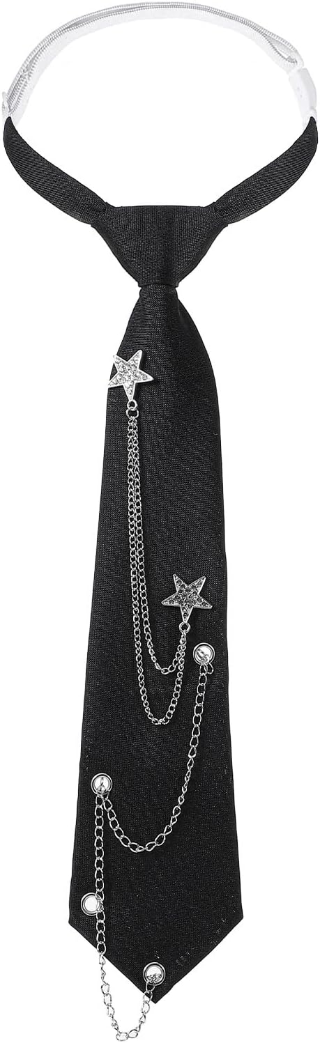 ElevateTech Ties for Women Pre-Tied Tie for Womens Necktie Punk Metal Chain Necktie Vintage Adjustable