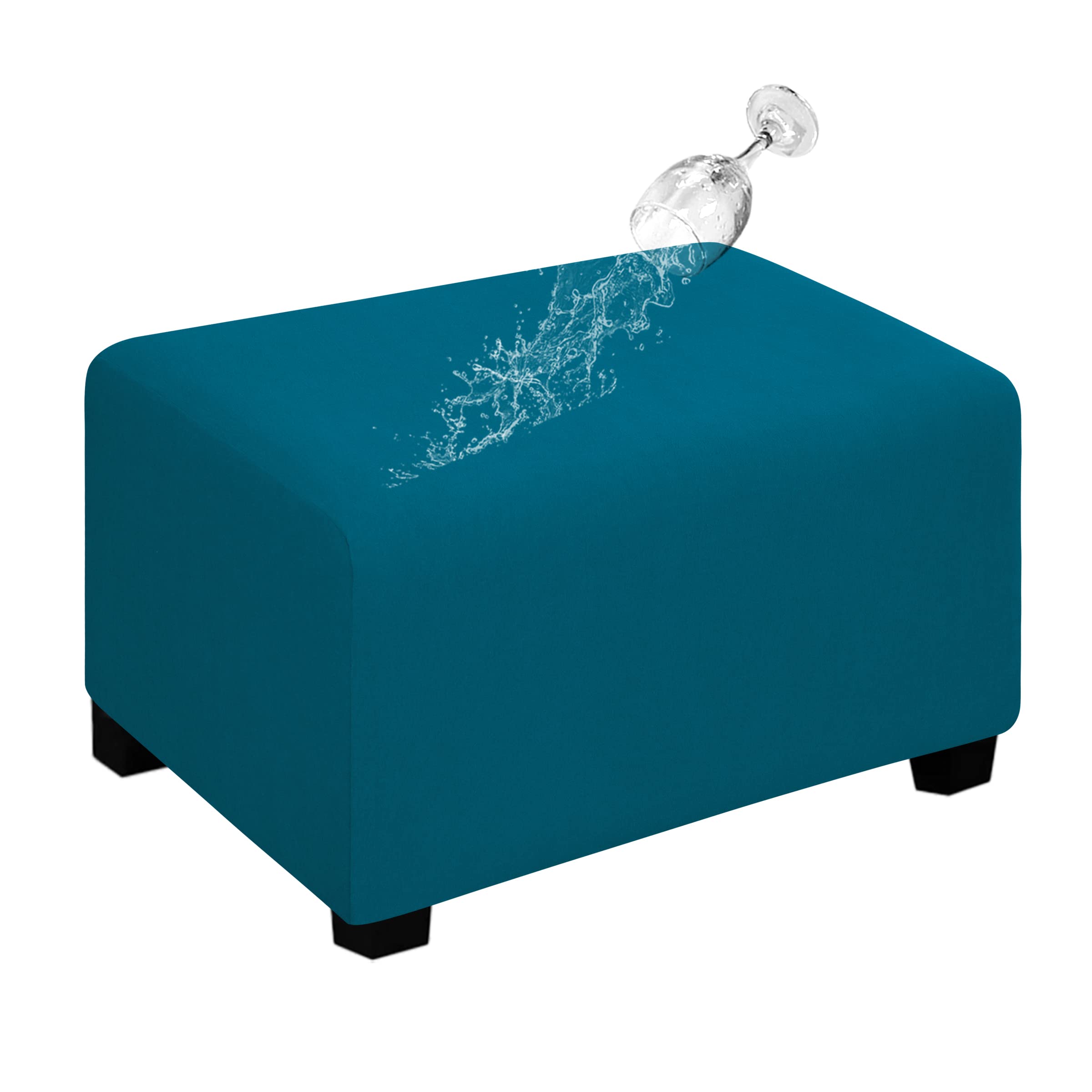 Easy-Going Waterproof Stretch Large Rectangle Ottoman Cover Footstool