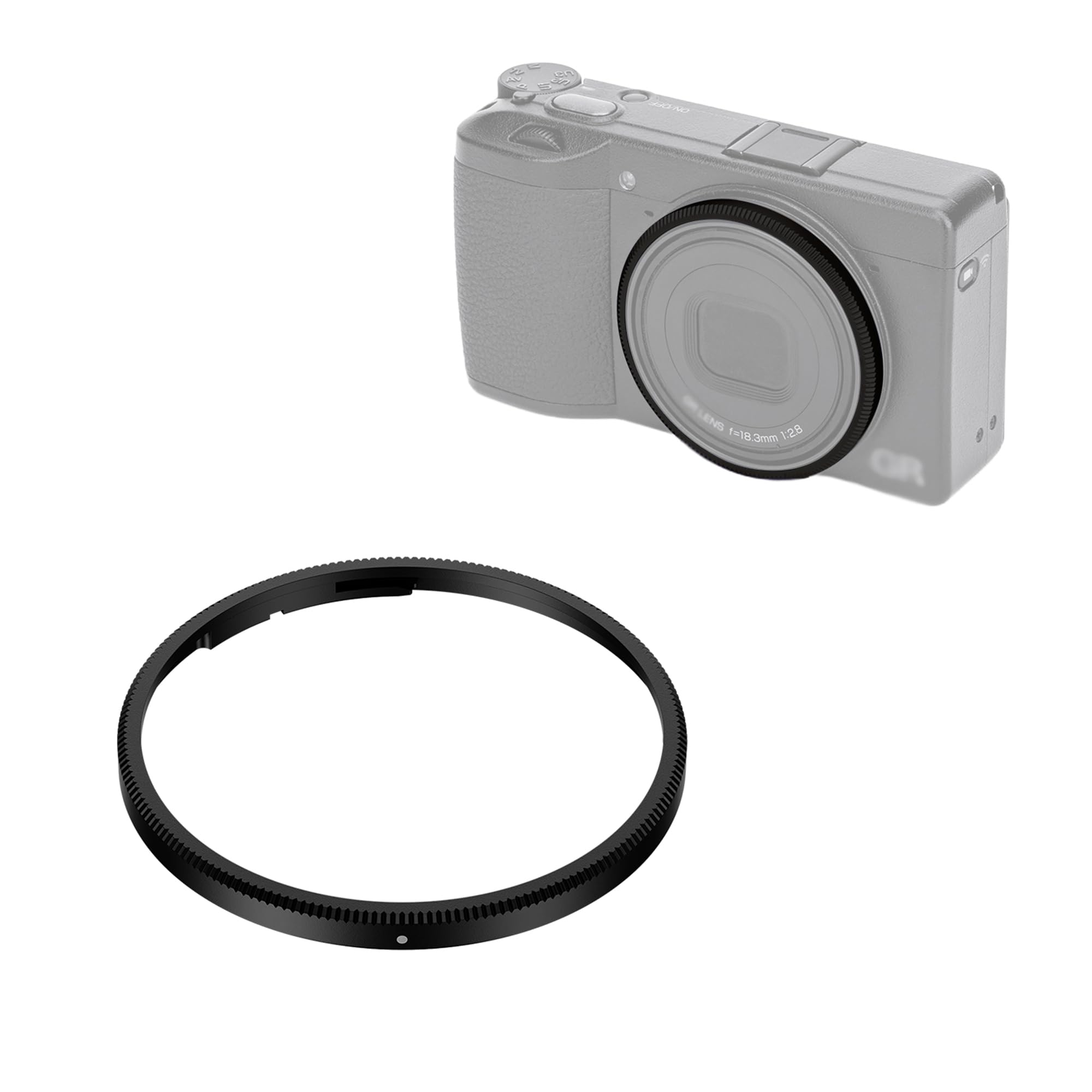 JJC Metalowy pierścień dekoracyjny obiektywu kompatybilny z aparatem Ricoh GR IV GR4 zastępuje oryginalną nasadkę pierścieniową Ricoh GN-3 (czarny)