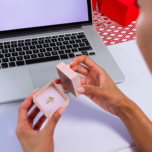 Miniatura 2 de Lainrrew 24 cajas de regalo cuadradas para joyas, cajas para anillos de aretes con lazo, papel de cartón relleno de algodón, perfectas para bodas,