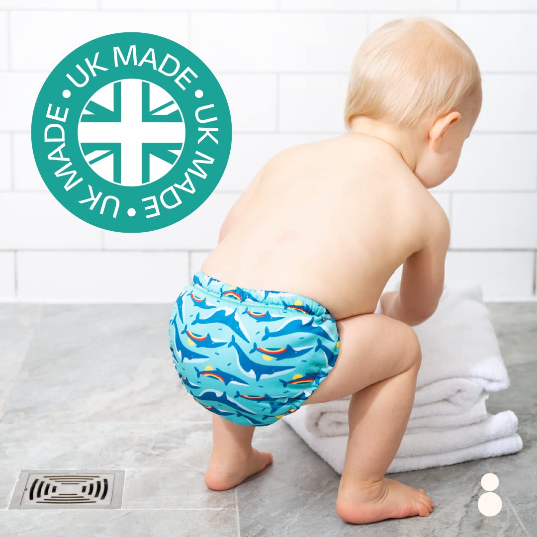 TOTSBOTS – Baby-Schwimmwindel – wiederverwendbare Schwimmwindeln, Größen für Neugeborene bis Kleinkinder, schwimmbadsicher – leuchtend gelbe Papageien (Größe 2, 9–15,9 kg)