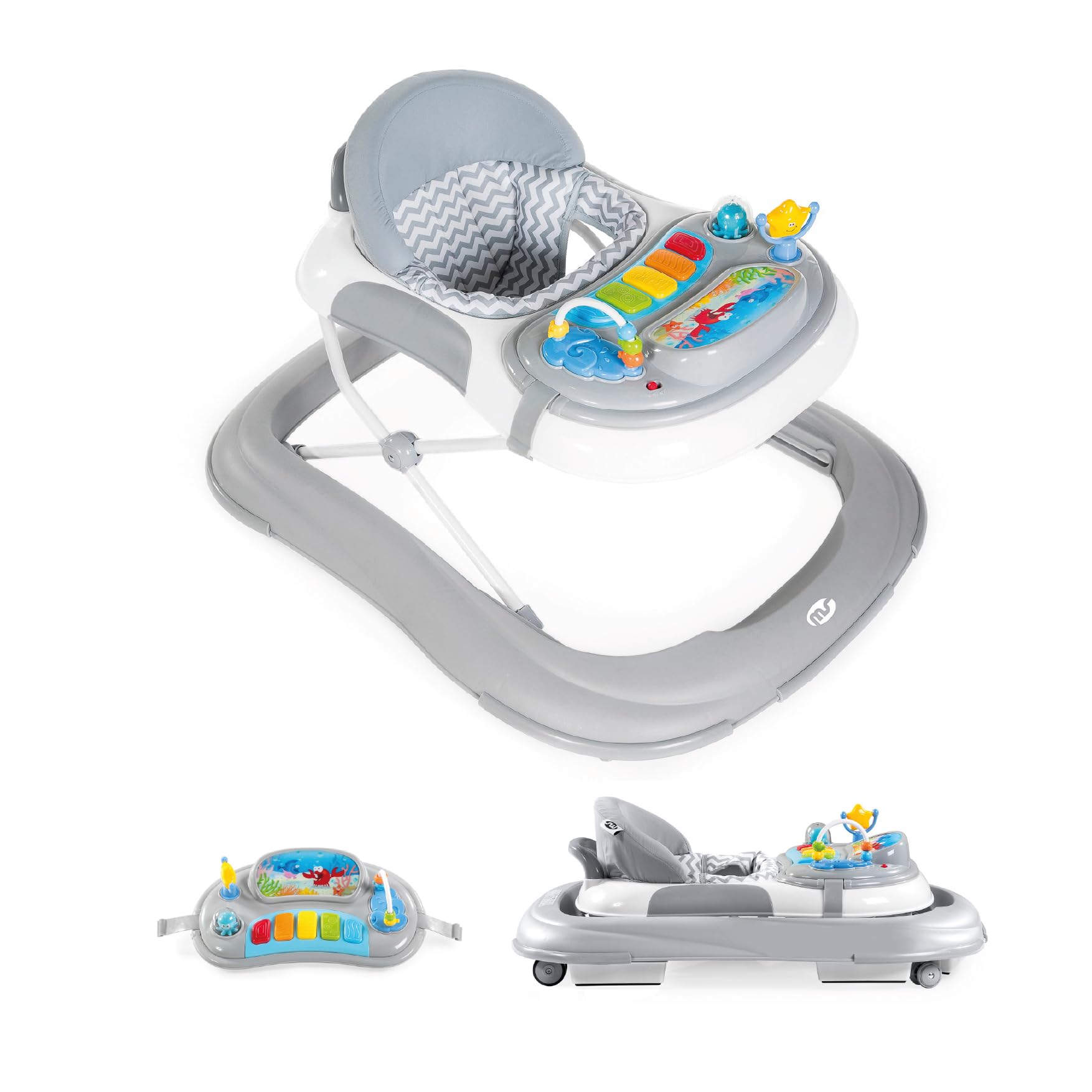 Ms - Andador Bebe con Base Antivuelco y Protector Marcos y puertas- Incluye Bandeja De Sonidos Y Juegos- Ruedas de silicona- Acabado en Mate